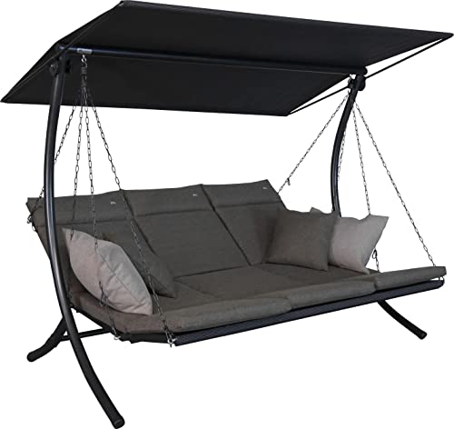 Angerer Freizeitmöbel GmbH Hollywoodschaukel Swing Smart - Gartenschaukel Made in Germany - Schaukel zum Sitzen, Liegen und Entspannen - inklusive Bett-Funktion - einfache Montage (Hellgrau) von Angerer Freizeitmöbel GmbH