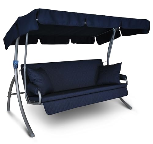Angerer Freizeitmöbel GmbH Hollywoodschaukel Trend Joy - Gartenschaukel Made in Germany - Schaukel zum Sitzen, Liegen und Entspannen - inklusive Bett-Funktion - einfache Montage (Blau) von Angerer Freizeitmöbel GmbH