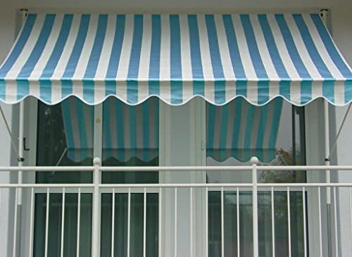 Angerer Freizeitmöbel GmbH Klemmmarkise Standard - Markise für Sonnenschutz - Montage ohne Bohren und Dübeln - ideale Balkonmarkise für Mietwohnungen (Blau-Weiß, 400 cm) von Angerer Freizeitmöbel GmbH