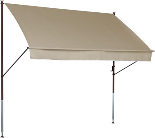 Angerer Klemmmarkise Style mit Handkurbel, Terrasse/Balkon, einfache Montage ohne Bohren, Made in Germany, hochwertiger Stoff, UV-beständig, höhenverstellbar, wasserabweisend, 250 cm Sand von Angerer Freizeitmöbel GmbH