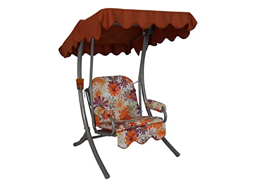 Angerer Freizeitmöbel GmbH Hollywoodschaukel 1-Sitzer - Gartenschaukel Made in Germany - Schaukel zum Sitzen und Entspannen - einfache Montage (Beige-Orange-Lila geblümt) von Angerer Freizeitmöbel GmbH