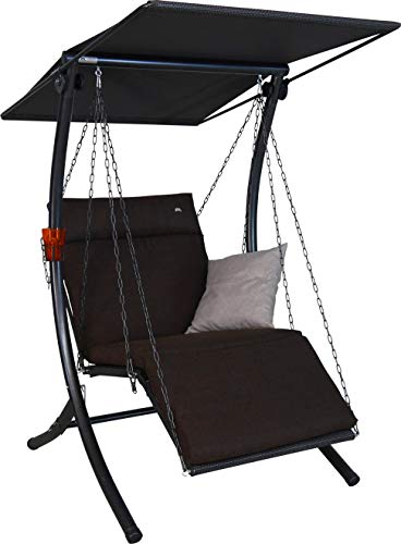 Angerer Freizeitmöbel GmbH Hollywoodschaukel 1-Sitzer Swing Smart - Gartenschaukel Made in Germany - Schaukel zum Sitzen, Liegen und Entspannen - mit Bett-Funktion - einfache Montage (Braun) von Angerer Freizeitmöbel GmbH