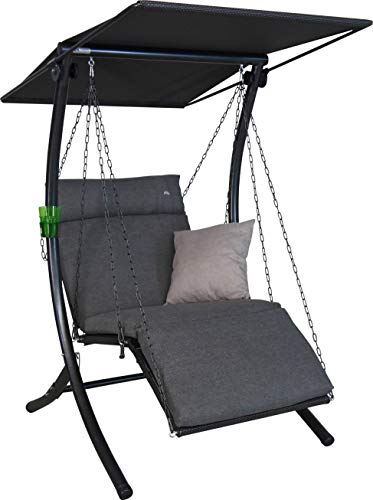 Angerer Freizeitmöbel GmbH Hollywoodschaukel 1-Sitzer Swing Smart - Gartenschaukel Made in Germany - Schaukel zum Sitzen, Liegen und Entspannen - mit Bett-Funktion - einfache Montage (Grau) von Angerer Freizeitmöbel GmbH