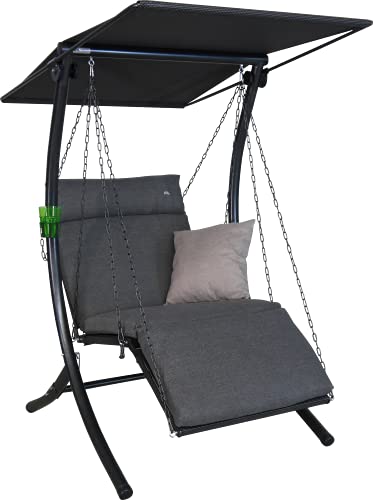 Angerer Hollywoodschaukel 1-Sitzer Swing Smart - Gartenschaukel Made in Germany - Schaukel zum Sitzen, Liegen und Entspannen - inklusive Bett-Funktion - einfache Montage (Grau) von Angerer Freizeitmöbel GmbH