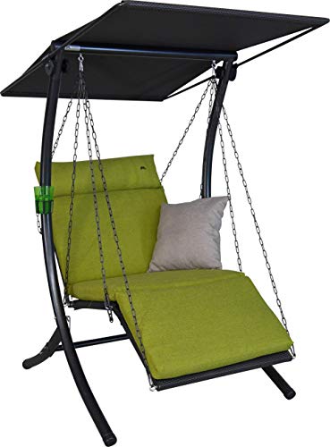 Angerer Freizeitmöbel GmbH Hollywoodschaukel 1-Sitzer Swing Smart - Gartenschaukel Made in Germany - Schaukel zum Sitzen, Liegen und Entspannen - mit Bett-Funktion - einfache Montage (Hellgrün) von Angerer Freizeitmöbel GmbH