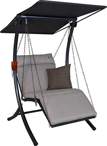 Angerer Freizeitmöbel GmbH Hollywoodschaukel 1-Sitzer Swing Smart - Gartenschaukel Made in Germany - Schaukel zum Sitzen, Liegen und Entspannen - mit Bett-Funktion - einfache Montage (Beige) von Angerer Freizeitmöbel GmbH