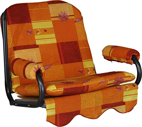 Angerer Hollywoodschaukel Auflage 1-Sitzer - passend für viele 1-Sitzer Hollywoodschaukeln - Schaukelauflage Made in Germany (Orange-Gelb Gemustert) von Angerer Freizeitmöbel GmbH