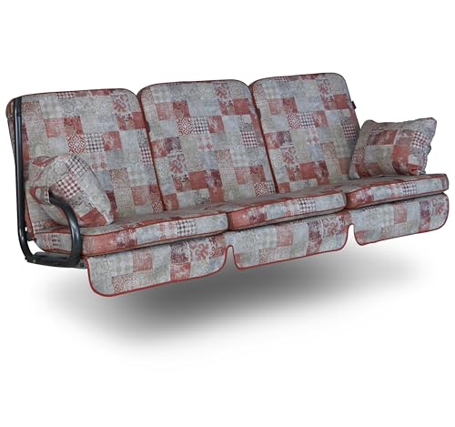 Angerer Hollywoodschaukel Auflage Comfort passend für viele 3-Sitzer Hollywoodschaukeln - Schaukelauflage Made in Germany (Rot-Beige Gemustert) von Angerer Freizeitmöbel GmbH