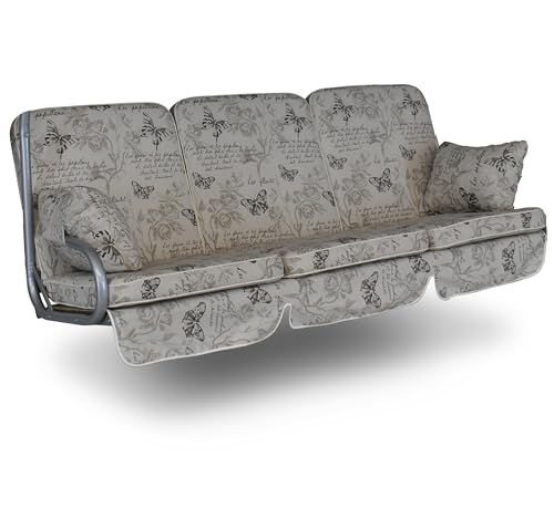 Angerer Freizeitmöbel GmbH Hollywoodschaukel Auflage Comfort - passend für viele 3-Sitzer Hollywoodschaukeln - Schaukelauflage Made in Germany (beige Schmetterling) von Angerer Freizeitmöbel GmbH