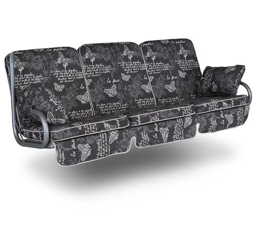 Angerer Freizeitmöbel GmbH Hollywoodschaukel Auflage Comfort - passend für viele 3-Sitzer Hollywoodschaukeln - Schaukelauflage Made in Germany (Grau Schmetterling) von Angerer Freizeitmöbel GmbH