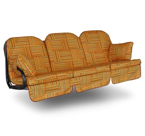 Angerer Hollywoodschaukel Auflage Deluxe passend für viele 3-Sitzer Hollywoodschaukeln - Schaukelauflage Made in Germany (Orange Gemustert) von Angerer Freizeitmöbel GmbH