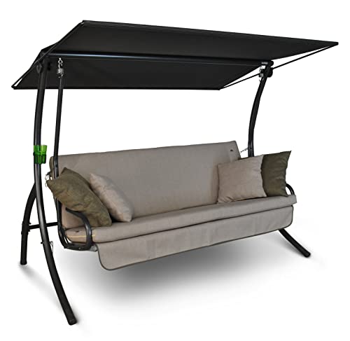 Angerer Freizeitmöbel GmbH Hollywoodschaukel Drift Smart - Gartenschaukel Made in Germany - Schaukel zum Sitzen, Liegen und Entspannen - inklusive Bett-Funktion - einfache Montage (Beige) von Angerer Freizeitmöbel GmbH