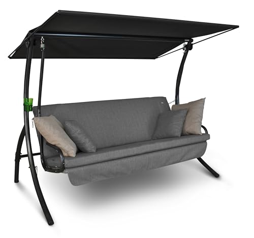 Angerer Freizeitmöbel GmbH Hollywoodschaukel Drift Smart - Gartenschaukel Made in Germany - Schaukel zum Sitzen, Liegen und Entspannen - inklusive Bett-Funktion - einfache Montage (Hellgrau) von Angerer Freizeitmöbel GmbH