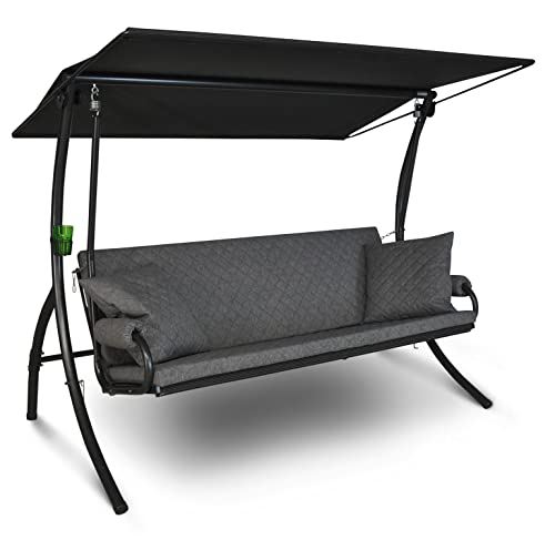 Angerer Freizeitmöbel GmbH Hollywoodschaukel Elegance Joy - Gartenschaukel Made in Germany - Schaukel zum Sitzen, Liegen und Entspannen - inklusive Bett-Funktion - einfache Montage (Hellgrau) von Angerer Freizeitmöbel GmbH