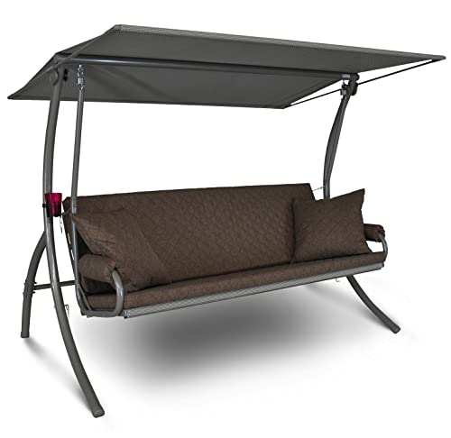 Angerer Freizeitmöbel GmbH Hollywoodschaukel Elegance Joy - Gartenschaukel Made in Germany - Schaukel zum Sitzen, Liegen und Entspannen - inklusive Bett-Funktion - einfache Montage (Taupe) von Angerer Freizeitmöbel GmbH
