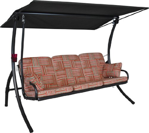 Angerer Freizeitmöbel GmbH Hollywoodschaukel Elegance - Gartenschaukel Made in Germany - Schaukel zum Sitzen, Liegen und Entspannen - mit Bett-Funktion - einfache Montage (Rot-Beige-Braun Gemustert) von Angerer Freizeitmöbel GmbH
