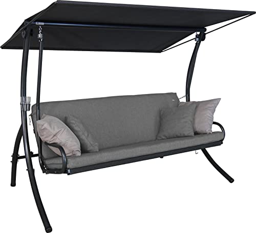 Angerer Freizeitmöbel GmbH Hollywoodschaukel Elegance Smart - Gartenschaukel Made in Germany - Schaukel zum Sitzen, Liegen und Entspannen - inklusive Bett-Funktion - einfache Montage (Hellgrau) von Angerer Freizeitmöbel GmbH
