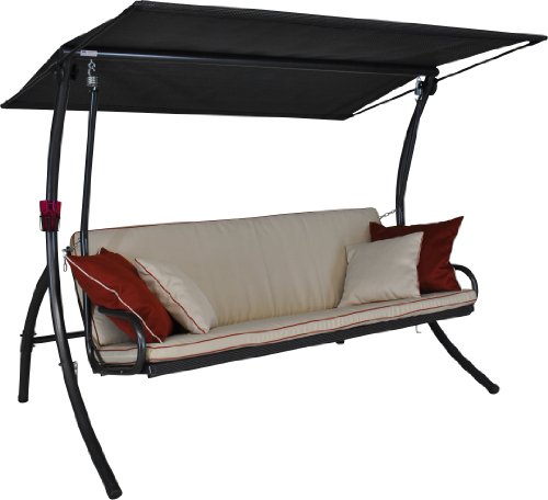 Angerer Freizeitmöbel GmbH Hollywoodschaukel Elegance Style - Gartenschaukel Made in Germany - Schaukel zum Sitzen, Liegen und Entspannen - inklusive Bett-Funktion - einfache Montage (Creme) von Angerer Freizeitmöbel GmbH