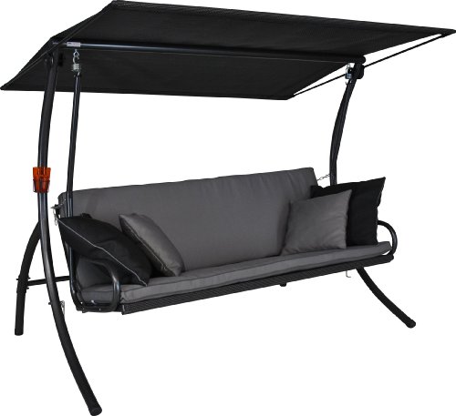Angerer Freizeitmöbel GmbH Hollywoodschaukel Elegance Style - Gartenschaukel Made in Germany - Schaukel zum Sitzen, Liegen und Entspannen - inklusive Bett-Funktion - einfache Montage (Dunkelgrau) von Angerer Freizeitmöbel GmbH