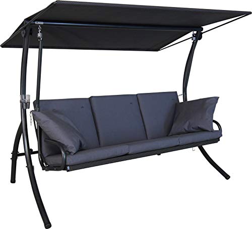 Angerer Freizeitmöbel GmbH Hollywoodschaukel Elegance Sun - Gartenschaukel Made in Germany - Schaukel zum Sitzen, Liegen und Entspannen - inklusive Bett-Funktion - einfache Montage (Dunkelgrau) von Angerer Freizeitmöbel GmbH
