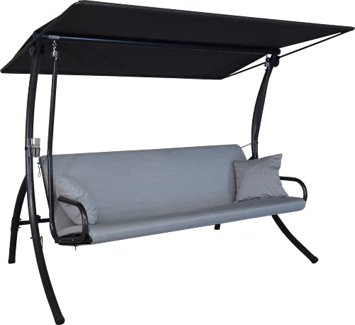 Angerer Freizeitmöbel GmbH Hollywoodschaukel Elegance Zip - Gartenschaukel Made in Germany - Schaukel zum Sitzen, Liegen und Entspannen - mit Bett-Funktion - einfache Montage (Hellgrau wetterfest) von Angerer Freizeitmöbel GmbH