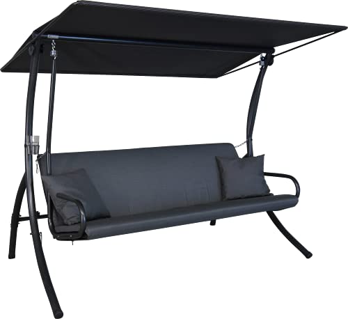Angerer Freizeitmöbel GmbH Hollywoodschaukel Elegance Zip - Gartenschaukel Made in Germany - Schaukel zum Sitzen, Liegen und Entspannen - mit Bett-Funktion - einfache Montage (Dunkelgrau wetterfest) von Angerer Freizeitmöbel GmbH