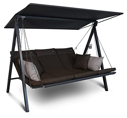 Angerer Freizeitmöbel GmbH Hollywoodschaukel Lounge Smart - Gartenschaukel Made in Germany - Schaukel zum Sitzen, Liegen und Entspannen - inklusive Bett-Funktion - einfache Montage (Braun) von Angerer Freizeitmöbel GmbH