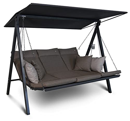 Angerer Freizeitmöbel GmbH Hollywoodschaukel Lounge Smart - Gartenschaukel Made in Germany - Schaukel zum Sitzen, Liegen und Entspannen - inklusive Bett-Funktion - einfache Montage (Olive) von Angerer Freizeitmöbel GmbH