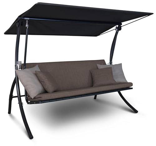 Angerer Freizeitmöbel GmbH Hollywoodschaukel Motion Smart - Gartenschaukel Made in Germany - Schaukel zum Sitzen, Liegen und Entspannen - inklusive Bett-Funktion - einfache Montage (Olive) von Angerer Freizeitmöbel GmbH