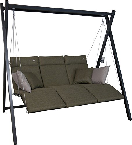 Angerer Freizeitmöbel GmbH Hollywoodschaukel Relax Smart - Gartenschaukel Made in Germany - Schaukel zum Sitzen, Liegen und Entspannen - einfache Montage (Olive) von Angerer Freizeitmöbel GmbH