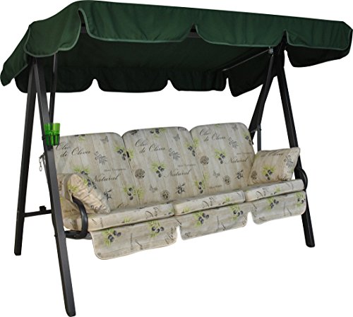 Angerer Freizeitmöbel GmbH Hollywoodschaukel Select - Gartenschaukel Made in Germany - Schaukel zum Sitzen, Liegen und Entspannen - inklusive Bett-Funktion - einfache Montage (Beige Gemustert Olive) von Angerer Freizeitmöbel GmbH