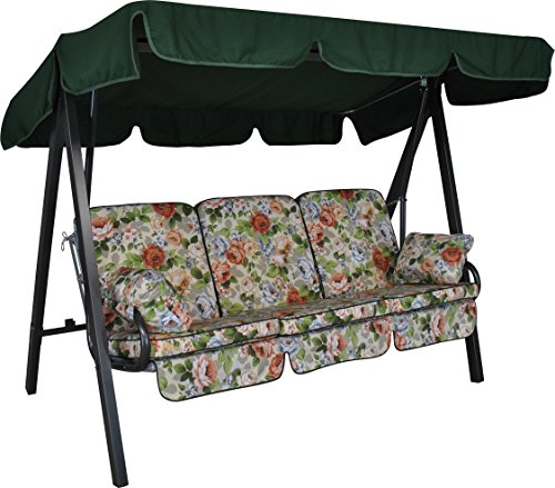 Angerer Freizeitmöbel GmbH Hollywoodschaukel Select - Gartenschaukel Made in Germany - Schaukel zum Sitzen, Liegen und Entspannen - inklusive Bett-Funktion - einfache Montage (Beige-Bunt geblümt) von Angerer Freizeitmöbel GmbH