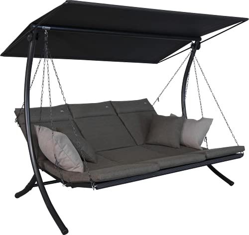 Angerer Freizeitmöbel GmbH Hollywoodschaukel Swing Smart - Gartenschaukel Made in Germany - Schaukel zum Sitzen, Liegen und Entspannen - inklusive Bett-Funktion - einfache Montage (Olive) von Angerer Freizeitmöbel GmbH