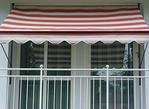 Angerer Freizeitmöbel GmbH Klemmmarkise Exklusiv - Markise für Sonnenschutz - Montage ohne Bohren und Dübeln - ideale Balkonmarkise für Mietwohnungen (Rot-Beige, 150 cm) von Angerer Freizeitmöbel GmbH