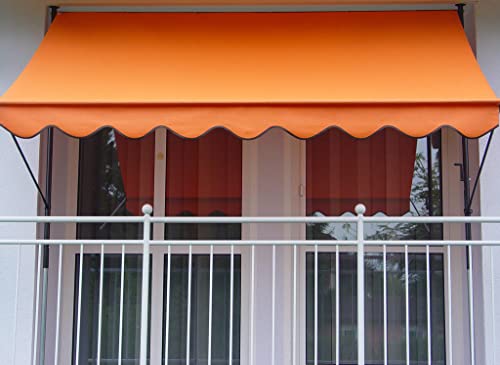 Angerer Freizeitmöbel GmbH Klemmmarkise Exklusiv - Markise für Sonnenschutz - Montage ohne Bohren und Dübeln - ideale Balkonmarkise für Mietwohnungen (Orange, 150 cm) von Angerer Freizeitmöbel GmbH