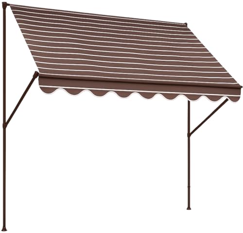 Angerer Klemmmarkise Exklusiv mit Handkurbel, Terrasse/Balkon, einfache Montage ohne Bohren, Made in Germany, hochwertiger Stoff, UV-beständig, höhenverstellbar, wasserabweisend, 350 cm Braun von Angerer Freizeitmöbel GmbH