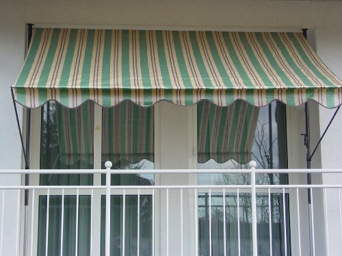 Angerer Freizeitmöbel GmbH Klemmmarkise Standard - Markise für Sonnenschutz - Montage ohne Bohren und Dübeln - ideale Balkonmarkise für Mietwohnungen (Grün-Beige, 150 cm) von Angerer Freizeitmöbel GmbH