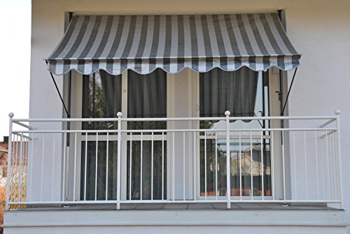 Angerer Freizeitmöbel GmbH Klemmmarkise Standard - Markise für Sonnenschutz - Montage ohne Bohren und Dübeln - ideale Balkonmarkise für Mietwohnungen (Hellgrau-Dunkelgrau, 200 cm) von Angerer Freizeitmöbel GmbH