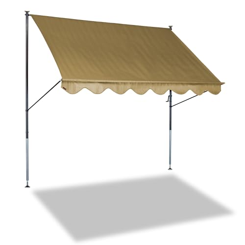 Angerer Freizeitmöbel GmbH Klemmmarkise Standard - Markise für Sonnenschutz - Montage ohne Bohren und Dübeln - ideale Balkonmarkise für Mietwohnungen (Beige, 350 cm) von Angerer Freizeitmöbel GmbH