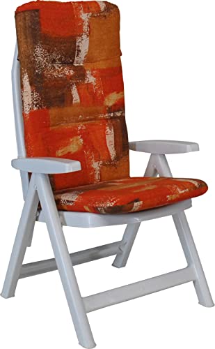 Angerer Freizeitmöbel GmbH Auflage für Gartenmöbel - Stuhlauflage hoch Made in Germany (Orange-Braun Gemustert) von Angerer Freizeitmöbel GmbH