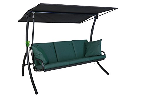 Angerer Freizeitmöbel GmbH Hollywoodschaukel Elegance Sun - Gartenschaukel Made in Germany - Schaukel zum Sitzen, Liegen und Entspannen - inklusive Bett-Funktion - einfache Montage (Grün) von Angerer Freizeitmöbel GmbH