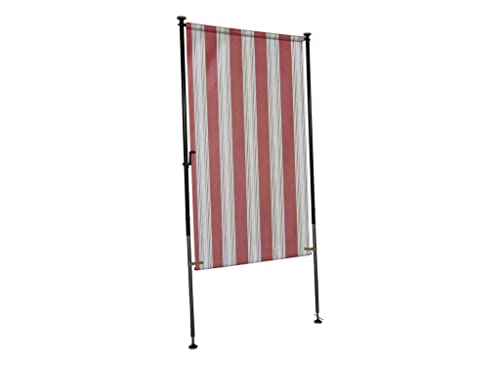 Angerer Freizeitmöbel GmbH Balkonsichtschutz Exklusiv - Senkrechtmarkise für Sicht- und Sonnenschutz - Montage ohne Bohren und Dübeln - ideale Balkonmarkise für Mietwohnungen (Rot-Beige, 120 cm) von Angerer Freizeitmöbel GmbH