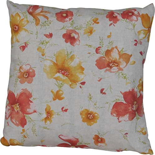 Angerer Sofakissen - Zierkissen Made in Germany - Kissen mit abziehbarem Bezug (Beige-Orange-Gelb geblümt) von Angerer Freizeitmöbel GmbH