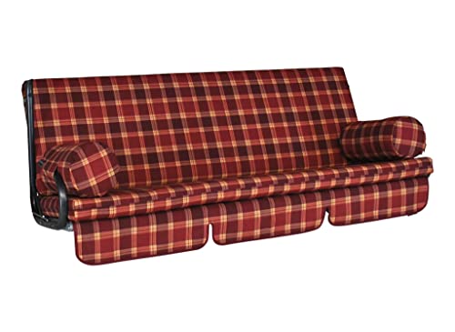Angerer Freizeitmöbel GmbH Hollywoodschaukel Auflage Trend - passend für viele 3-Sitzer Hollywoodschaukeln - Schaukelauflage Made in Germany (Bordeaux kariert) von Angerer Freizeitmöbel GmbH