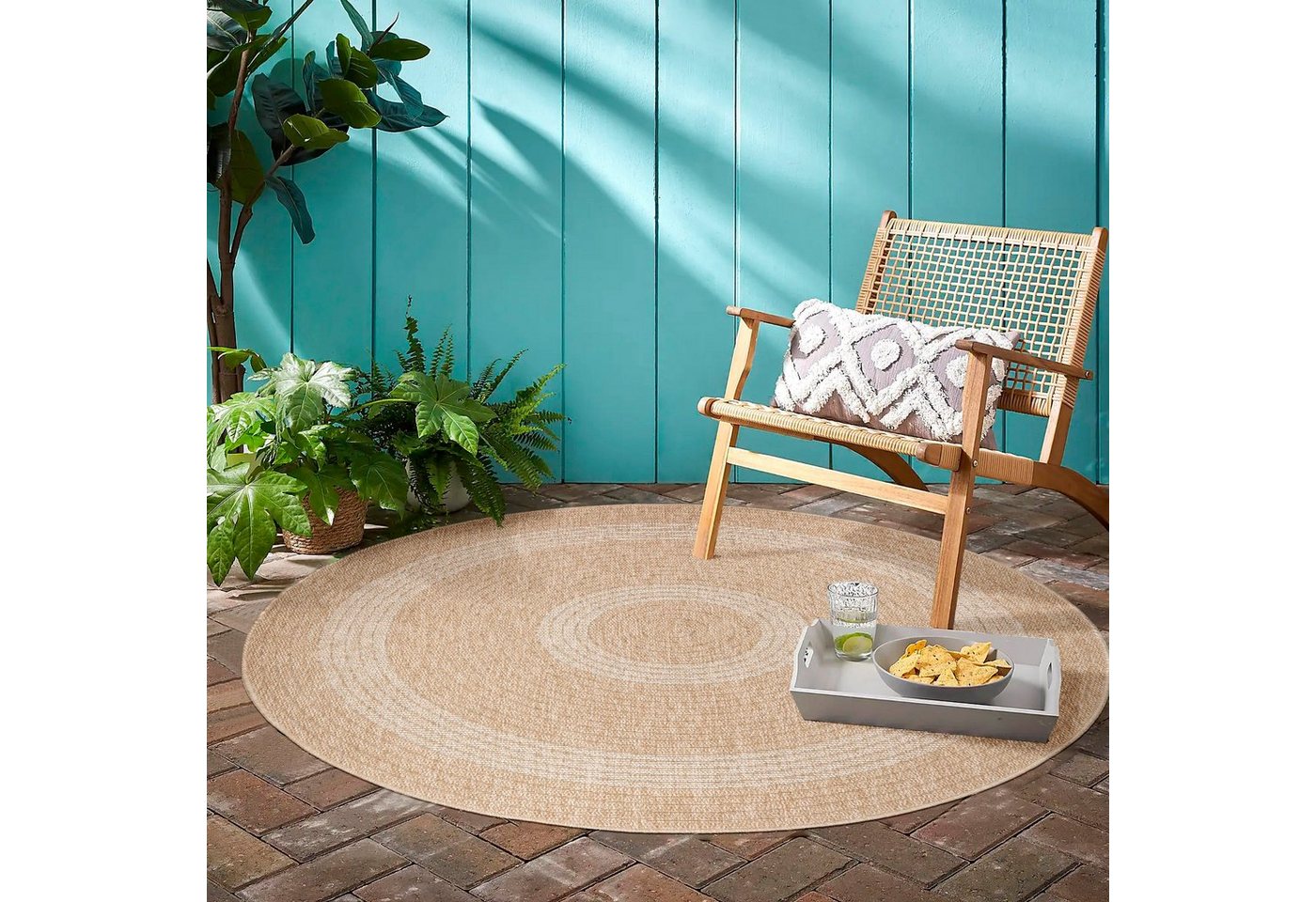 Outdoorteppich In- und Outdoor, Angeycasa, Rund, Muster, Terrasse, Garten von Angeycasa