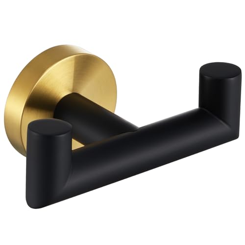 Angle Simple Doppelter Handtuchhaken Schwarz & Gold, Edelstahl Badezimmer Handtuchhalter Handtuchhalter für Wand von Angle Simple