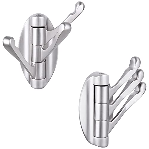 Angle Simple Drehbarer Handtuchhaken Faltbar Handtuchhaken 2 Stück Flexibler Haken Metall Handtuchhalter Bad Handtuchhalter Heavy Duty Garderobe für Badezimmer Wohnmobil Wandmontage Nickel gebürstet von Angle Simple