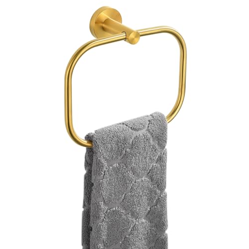Angle Simple Schwenkbarer Handtuchring, SUS 304 Edelstahl Handtuchhalter Aufhänger für Badezimmer Wand, Gebürstetes Gold von Angle Simple