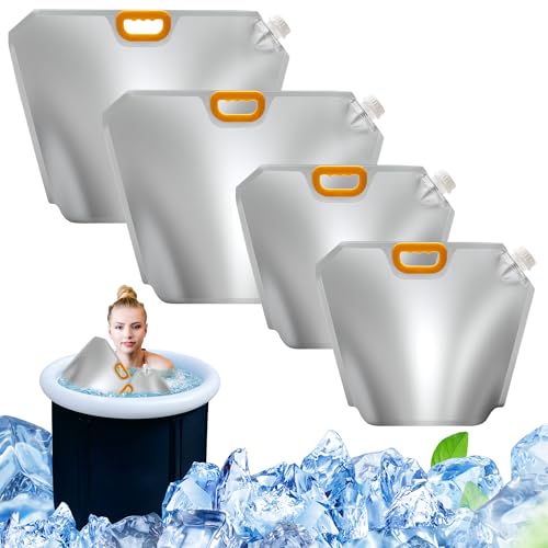 Anglekai 4 x Eisbadbeutel, wiederverwendbar, 10 l + 5 l, Gefrierschrank-Wasserbeutel für Eisbad, faltbare Badewanne, Gefrierschrank, Wasser, kaltes Tauchen von Anglekai