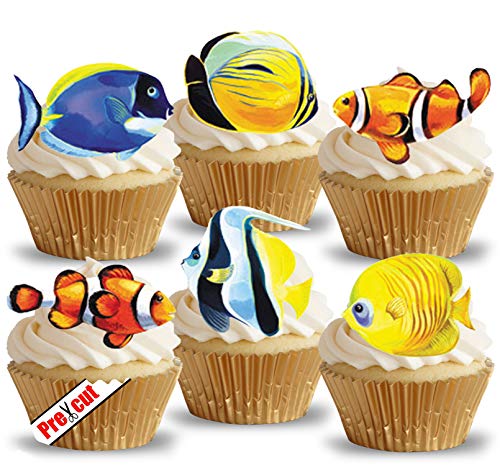 Cupcake-Topper / Tortenaufleger, Meeresfisch-Motiv, vorgeschnitten, essbar, aus Reispapier / Esspapier, für Cupcakes oder Kuchen von Anglesit Animals